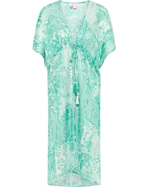 IZIA Kimono Dames Groen Wit