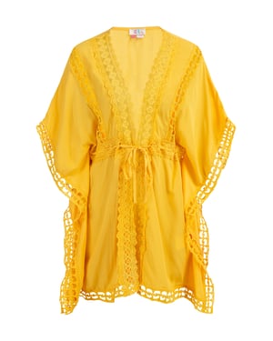 IZIA Kimono met gaatjeskant Dames geel