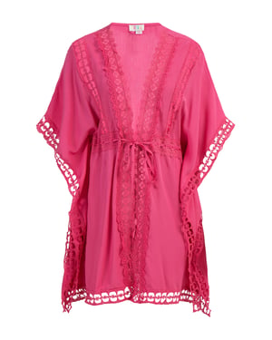 IZIA Kimono met gaatjeskant Dames roze