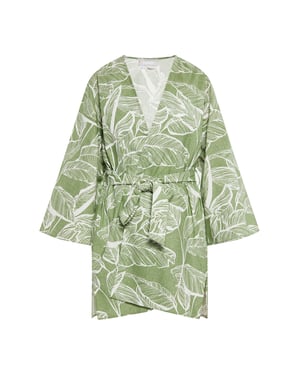 usha Kimono Dames Groen gebroken wit