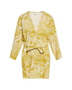 usha Kimono Dames Geel gebroken wit