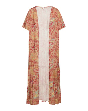 usha Kimono Dames Bordeaux veelkleurig