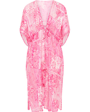 IZIA Kimono Dames roze wit