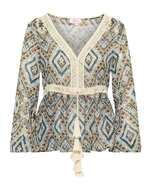 IZIA Tuniek lange mouwen Dames Blauw Goud