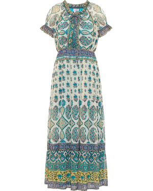 usha Maxi-jurk met all-over print Dames Blauw Veelkleurig
