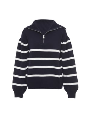 usha Jumper Dames Donker marineblauwe gebroken witte strepen