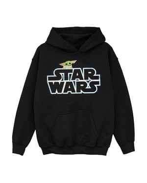Star Wars Meisjes The Mandalorian The Child Logo Hoodie (Zwart)