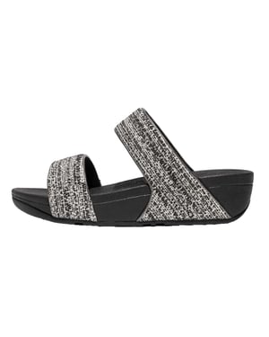 Fit Flop Dames/Dames Lulu Shimmer Weave Sliders (Zwart)