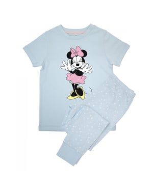 Disney Meisjes Minnie Mouse Pose Lange Pyjama Set met Korte Mouwen (Babyblauw)