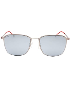 Hugo Boss Matte zonnebril met meerdere lagen glazen voor heren (Ruthenium/Wit)