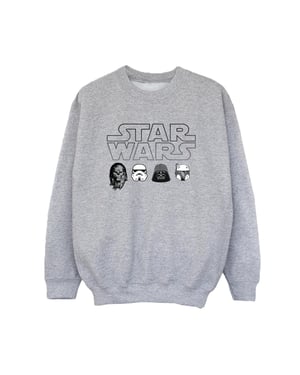 Star Wars Jongens Sweatshirt met Karakterhoofden (Sportgrijs)
