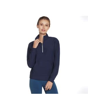Skechers Performance GoLuxe Rib 1/4 Zip Polyester Dames Blauwe Pullover