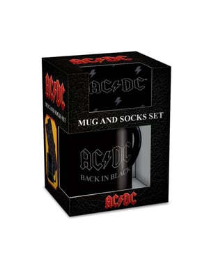 AC/DC Back In Black-mok en sokenset (Zwart)