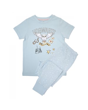 Harry Potter Meisjes Hedwig Zweinstein Lange Pyjamaset met Korte Mouwen (Babyblauw)