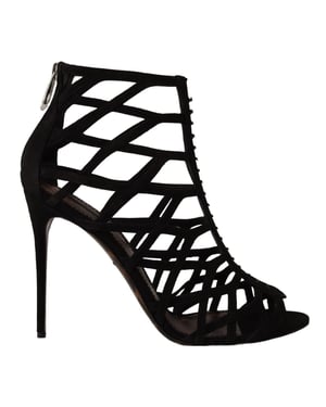 Cage Sandalen Zwarte Suède Hakken