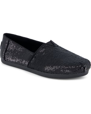 TOMS Alpargata Pailletten Textiel Dames Zwarte Espadrilles