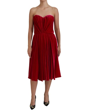 Fluwelen Strapless A-lijn Jurk