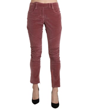 Velvet Skinny Broek met Ritsdetail