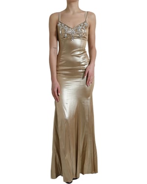 Gouden Avondjurk Mouwloos V-hals Gown