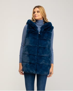 Leren vest met capuchon