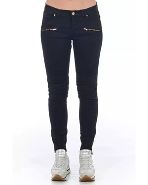 Motostyle Skinny Jeans met Gouden Ritsen