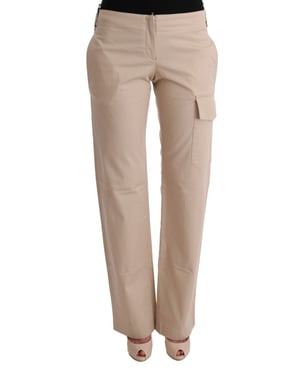 Beige Rechte Casual Broek