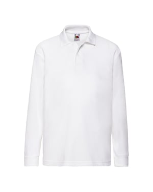 Fruit of the Loom Kinder/Kids 65/35 Effen Poloshirt met Lange Mouwen (Wit)