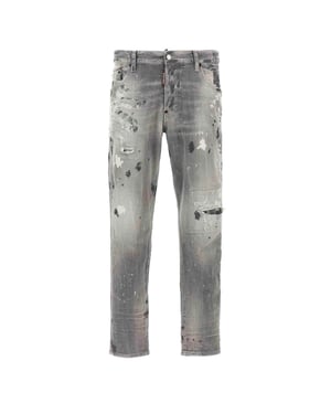 Dsquared2 Grijze Skater Jeans Verfdesign