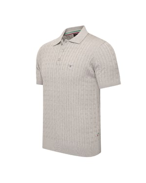 Cappuccino Italia Polo SS Caorle Cable Knit Polo Grijs