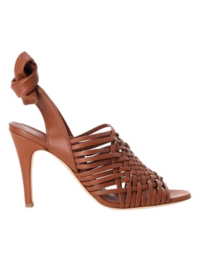 Loro Piana Kristin geweven sandalen met enkelbandjes in bruin leer