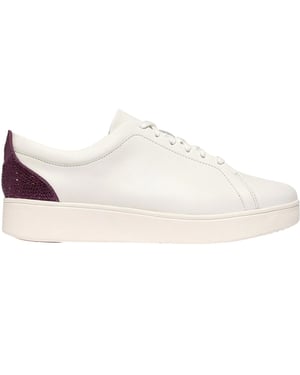 FitFlop Dames/Dames Rally Crystal Leren Trainers (Wit/Mauve/Wijn)