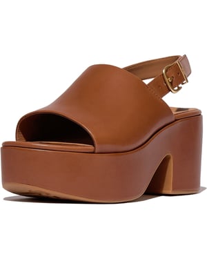 Fitflop Platfforms Hiel Backstrap Leer Dames Diep Tan Flip-Flops