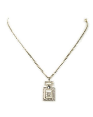 Pearl Rhinestone Perfume Bottle Necklace  Ketting