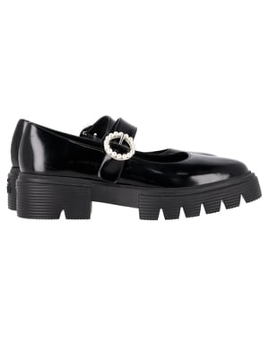 Stuart Weitzman Nolita Platform Mary Janes in Zwart Glanzend Leer