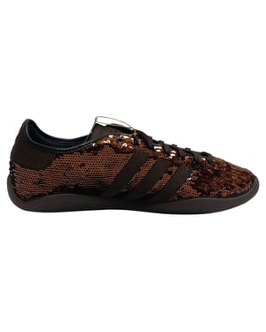 Adidas x Wales Bonner Karintha sneakers met pailletten in bruin satijn.
