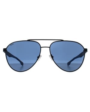 Hugo Boss Aviator Heren Mat Zwart Blauw BOSS 1485/S
