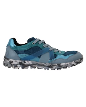 Dolce & Gabbana Blauwgriijze Leren Sport Lage Sneakers