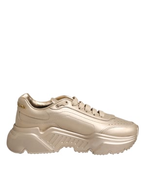 Dolce & Gabbana Gouden Leren Daymaster Dames Sneakerschoenen