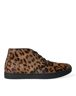 Dolce & Gabbana Bruine Luipaard Ponyhair Leren Sneakers Schoenen
