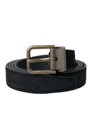 Dolce & Gabbana Zwarte Suède Leren Gouden Metalen Gesp Riem