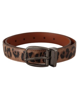 Dolce & Gabbana Bruine Luipaard Geïmpregneerde Leren Gesp Ceintuur