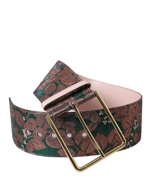 Dolce & Gabbana Multicolor Bloem Jacquard Lurex Gouden Gesp Riem