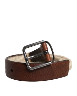 Dolce & Gabbana Bruin Jute Leer Gevlochten Metalen Gesp Riem