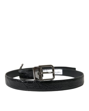 Dolce & Gabbana Zwarte Leren Riem met Zilveren Metalen Gesp