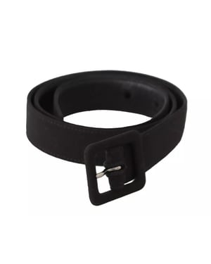 Dolce & Gabbana Zwarte Velours Leren Logo Riem met Gesp
