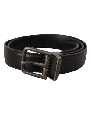 Dolce & Gabbana Zwarte Kalfsleer Logo Metalen Gesp Riem