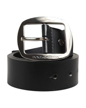Dolce & Gabbana Zwart Leren Klassieke Metalen Gesp Riem
