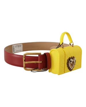 Dolce & Gabbana Rode Leren Gele DEVOTIE Hart Tas Gesp Riem