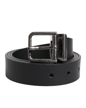 Dolce & Gabbana Zwart Klassiek Leren Riem met Metalen Gesp