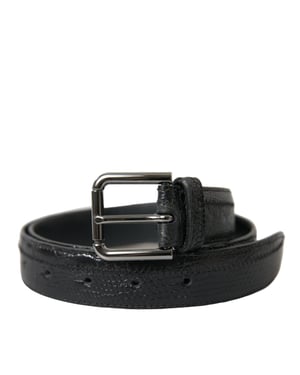 Dolce & Gabbana Zwarte Exotische Leren Riem met Zilveren Metalen Gesp